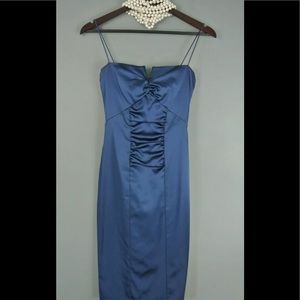 Nicole Miller blue satin cocktail dress size 8